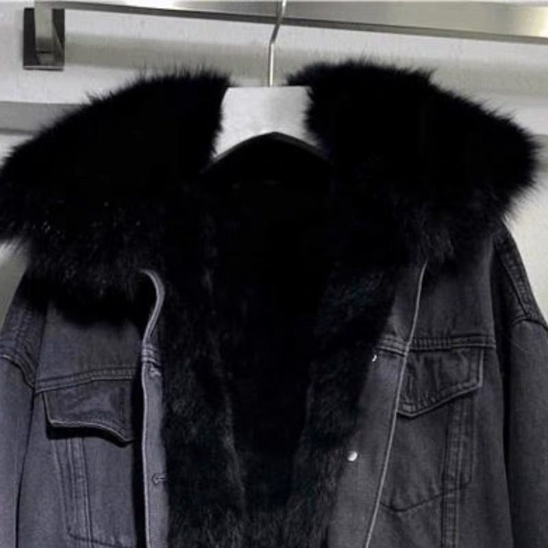 Chaqueta Vaquera Mujer con Forro de Piel Estilo Clásico
