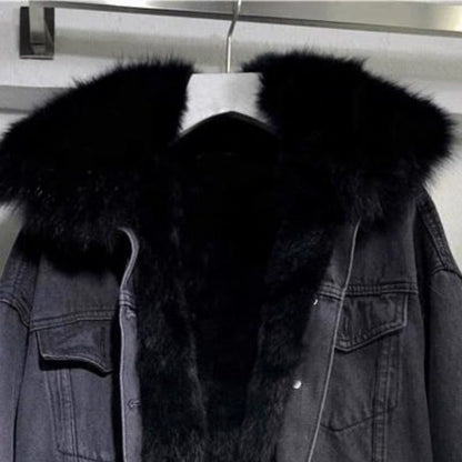 Chaqueta Vaquera Mujer con Forro de Piel Estilo Clásico