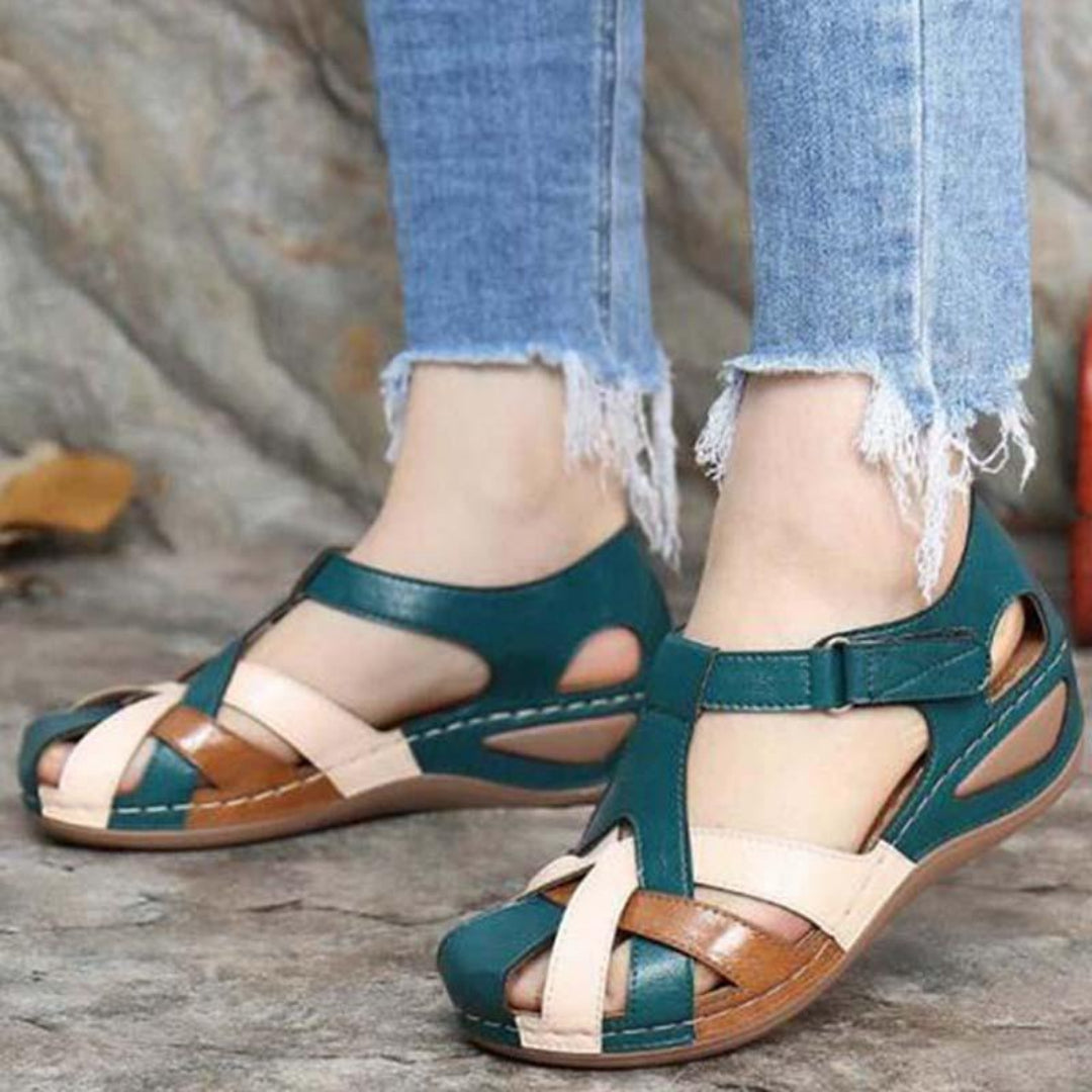 Sandalias Mujer de Cuero Tiras Entrelazadas Suela Flexible