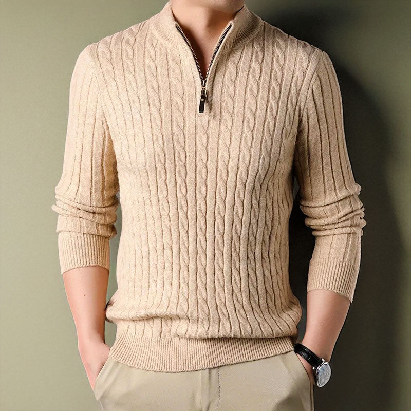Jersey Hombre de Punto Trenzado Ajuste Clásico