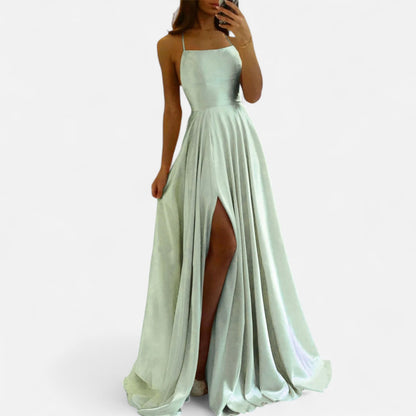 Vestido maxi mujer con tirantes y abertura elegante - Mavetta