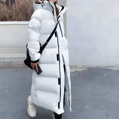 Abrigo Mujer Acolchado Maxi con Capucha Corte Oversize