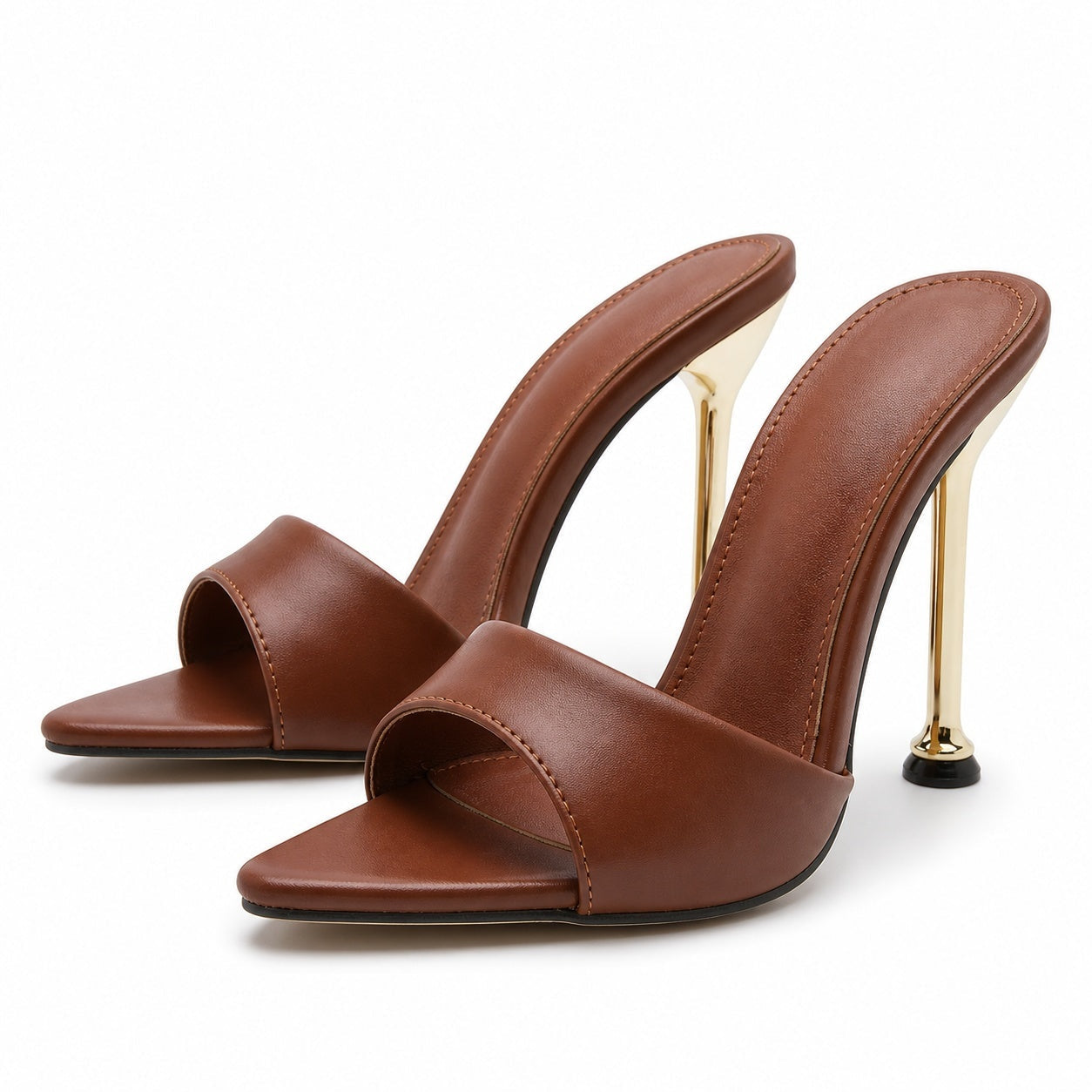 Sandalias de Tacón Alto Tipo Mule Mujer Tiras Transparentes