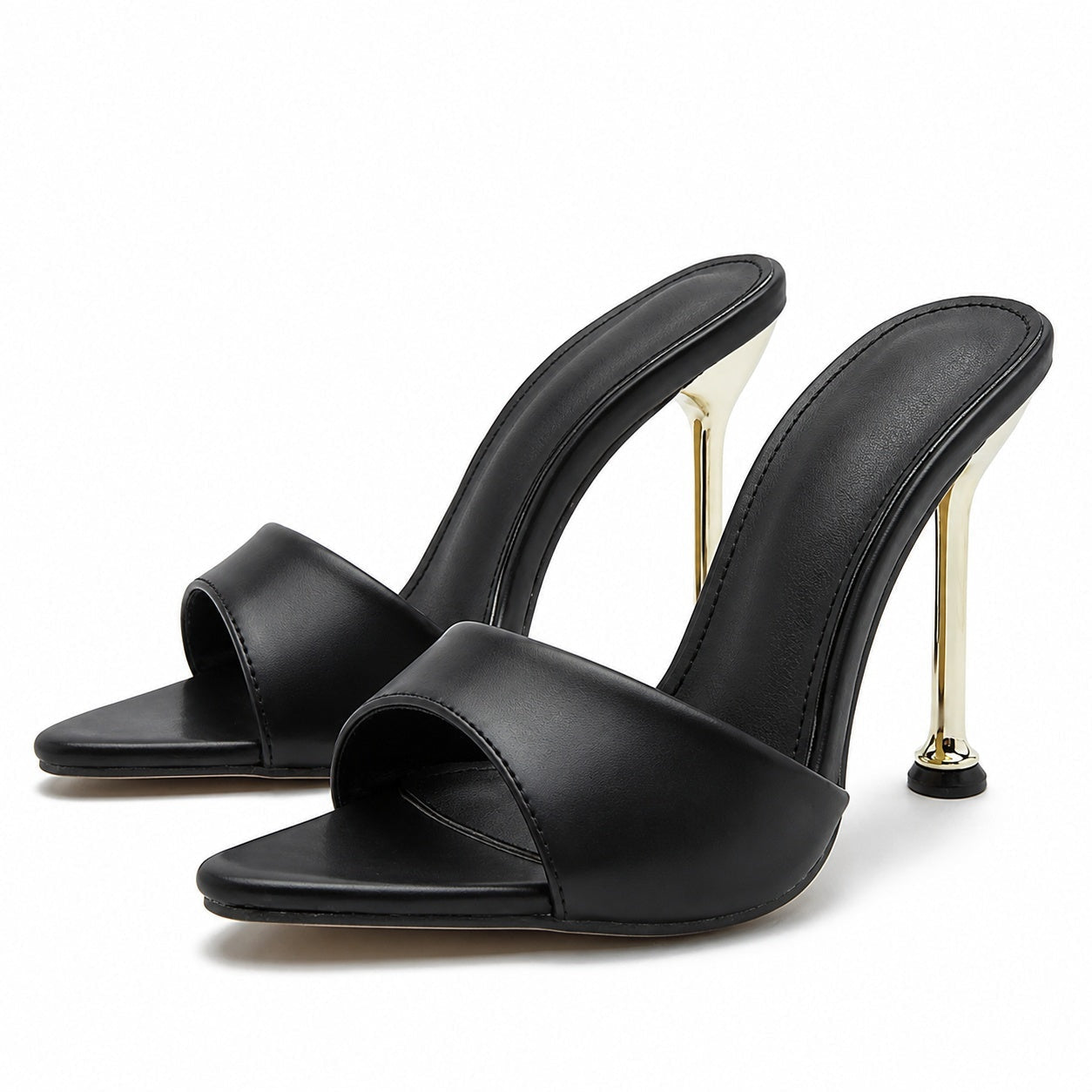 Sandalias de Tacón Alto Tipo Mule Mujer Tiras Transparentes