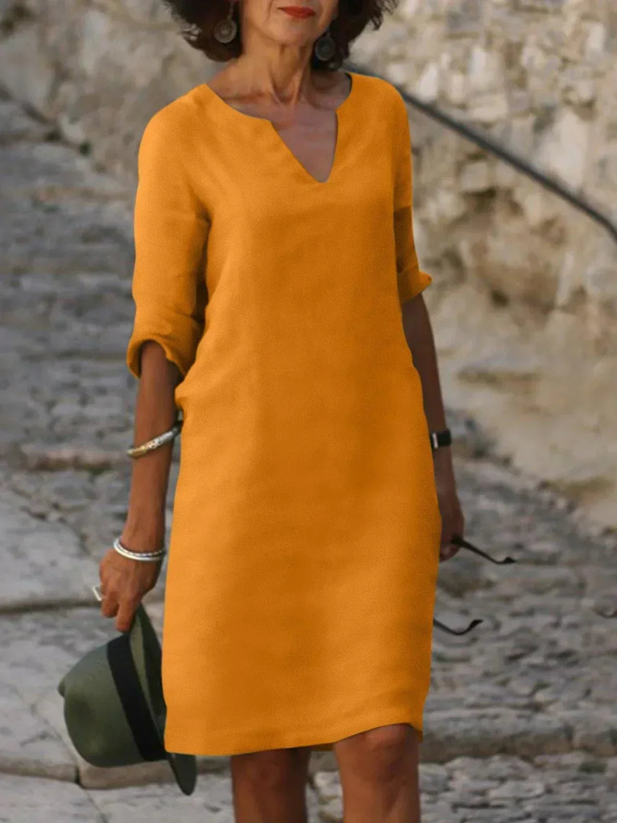 Vestido Mujer Elegante Escote en V para Invitada Boda