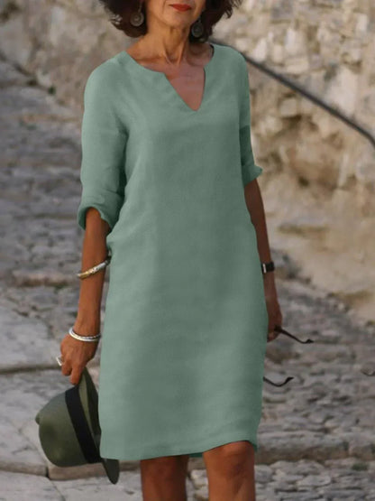 Vestido Mujer Elegante Escote en V para Invitada Boda