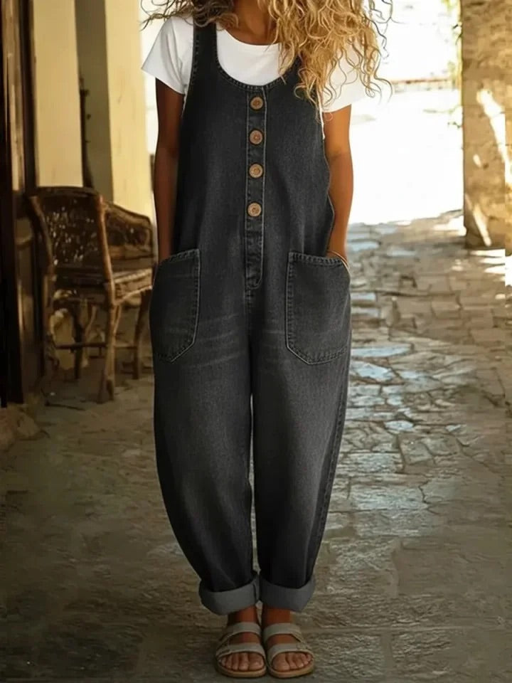 Mono mujer de algodón denim estilo vintage ajuste cómodo