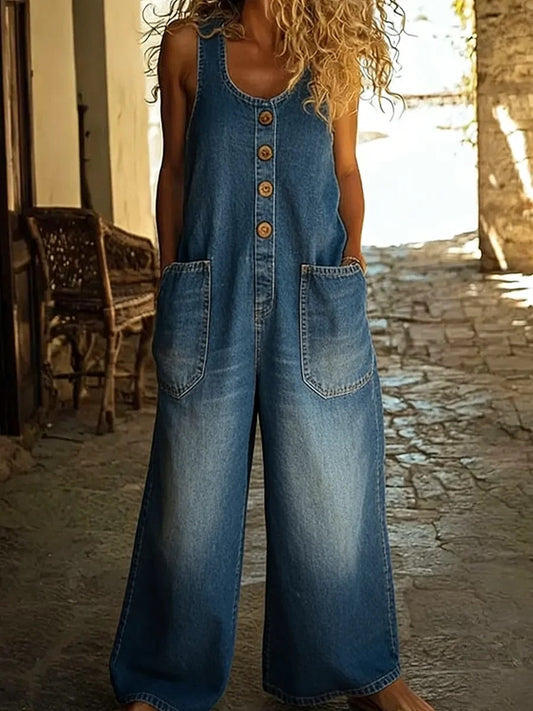 Mono mujer de algodón denim estilo vintage ajuste cómodo - Mavetta