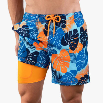 Bañador Corto Hombre Estampado Tropical Ajuste Cómodo