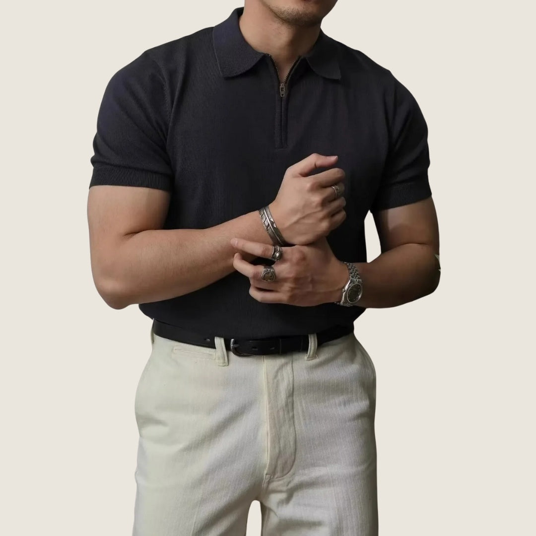 Polo Hombre de Algodón Manga Corta con Cremallera - Mavetta