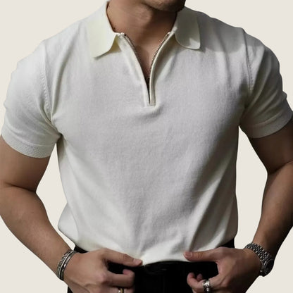 Polo Hombre de Algodón Manga Corta con Cremallera