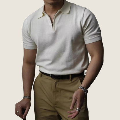 Polo Hombre de Algodón Manga Corta con Cremallera