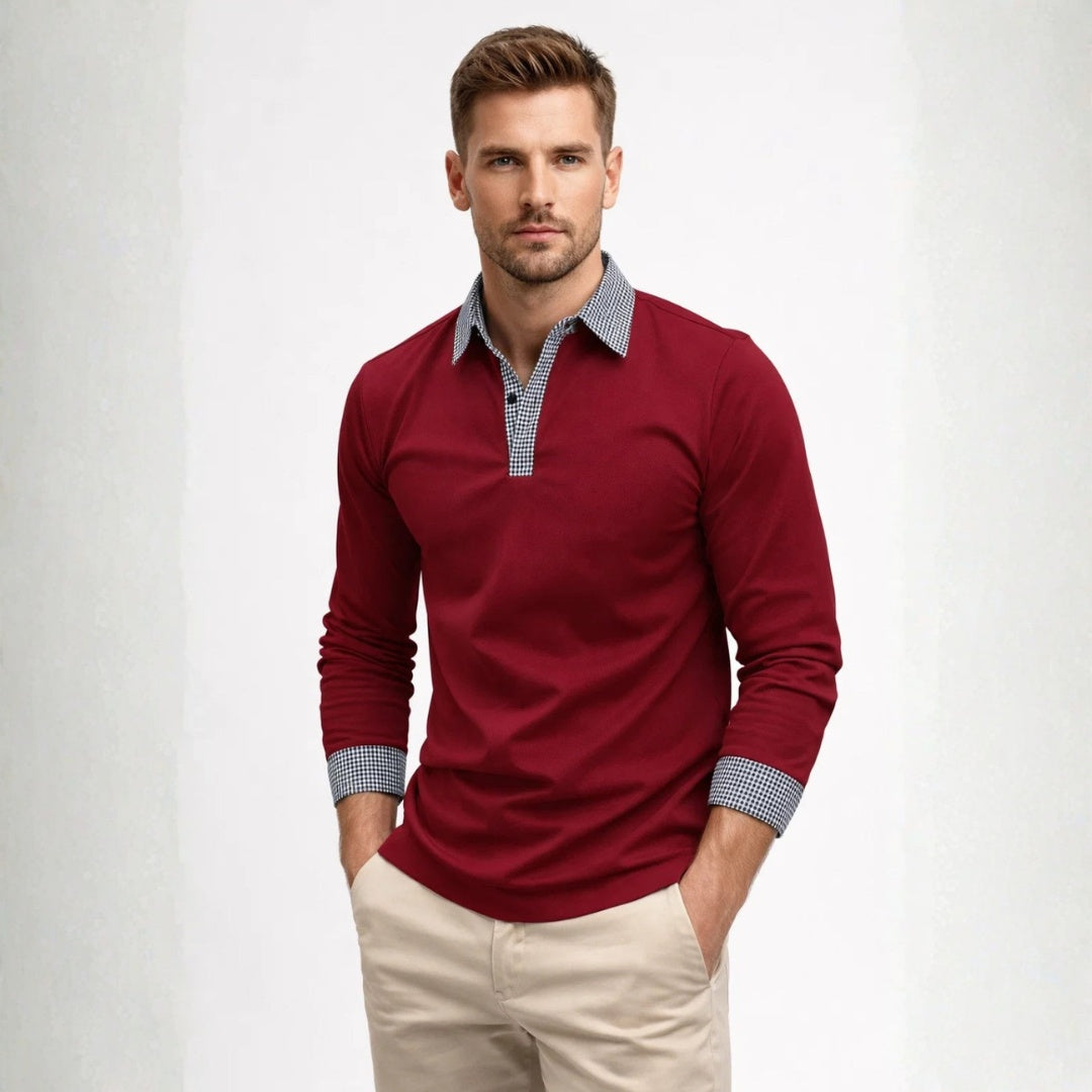 Polo Hombre Manga Larga Cuello Contraste - Mavetta
