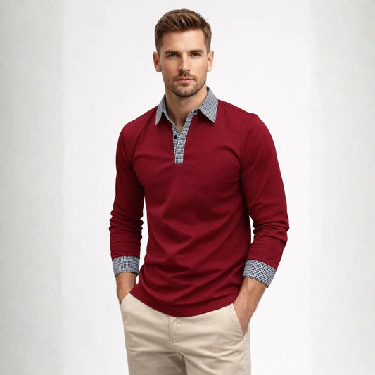 Polo Hombre Manga Larga Cuello Contraste - Mavetta