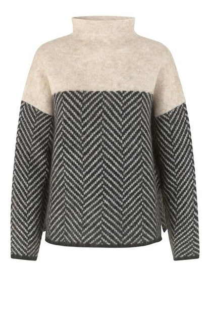 Jersey Mujer de Algodón Cuello Alto Bicolor