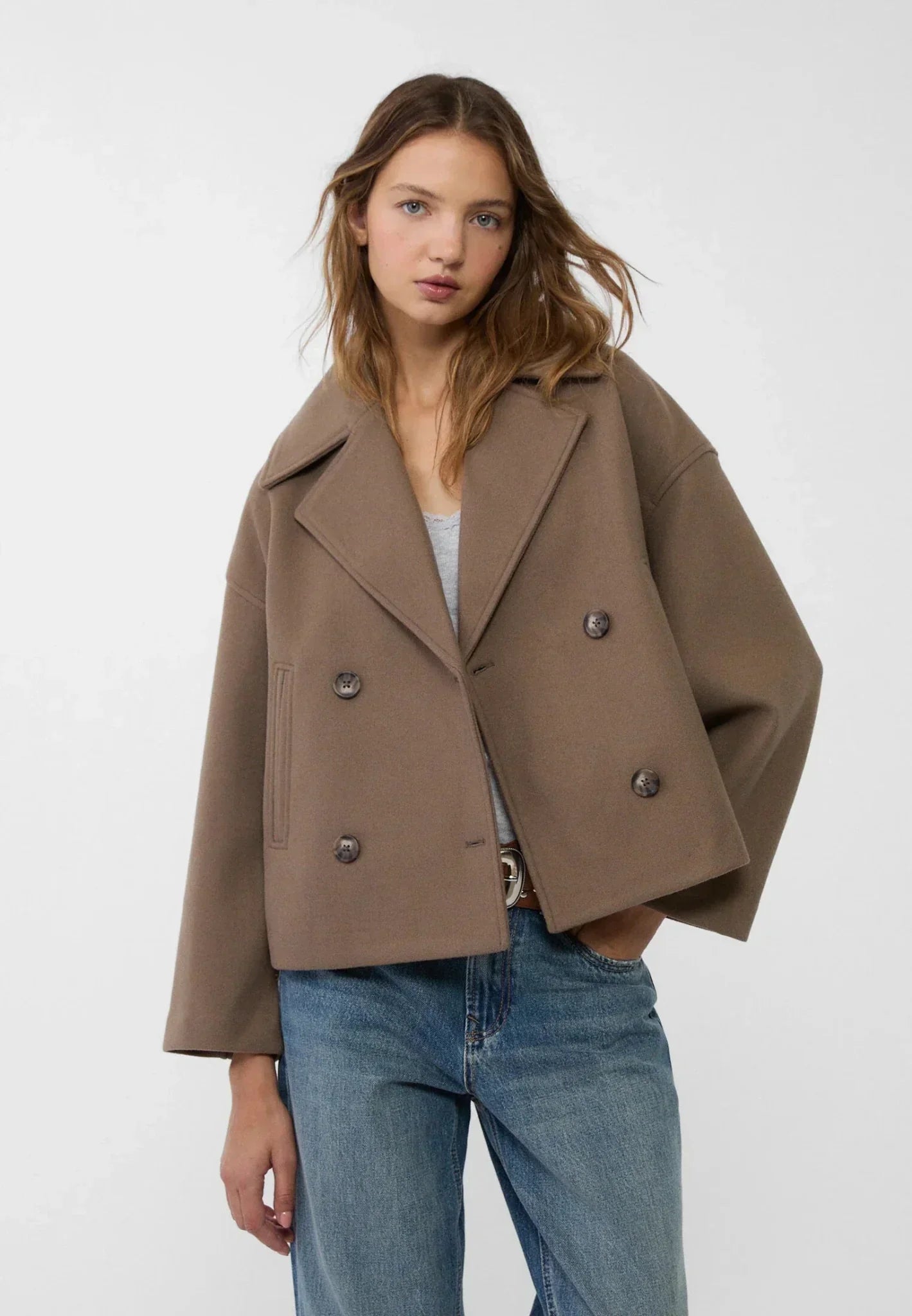 Chaqueta Cruzada Mujer con Botones Estilo Elegante