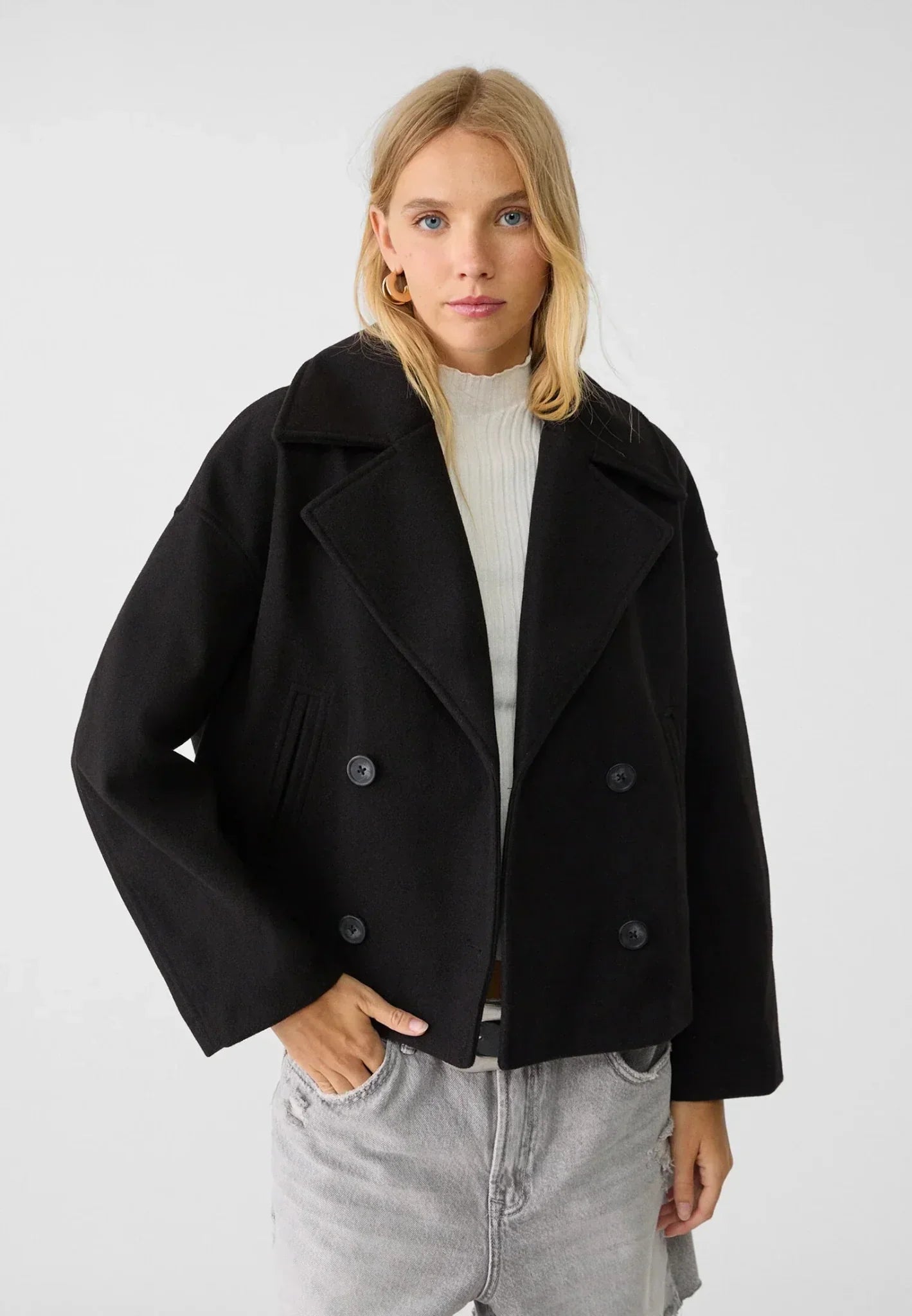 Chaqueta Cruzada Mujer con Botones Estilo Elegante