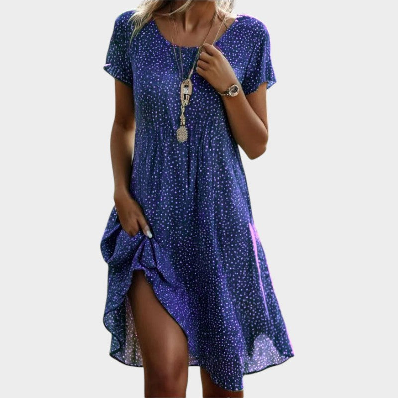 Vestido Mujer Fluido Escote en V Manga Ligera Suelto