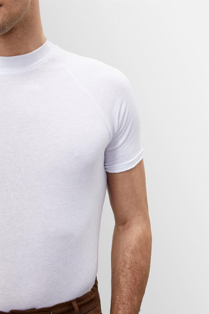 Camiseta Hombre Cuello Alto Algodón Entallada Manga Corta