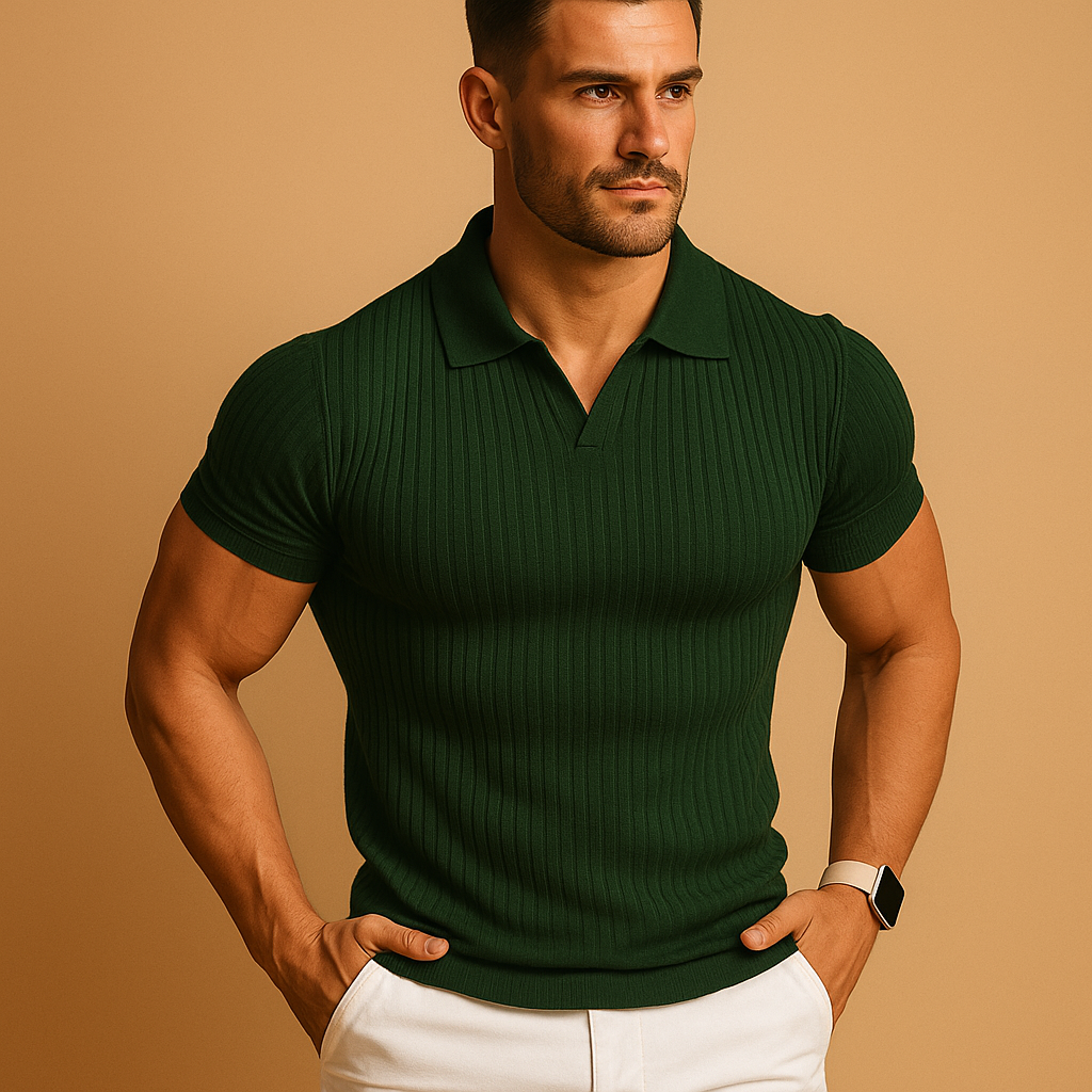 Camiseta polo hombre de punto algodón poliéster cuello vuelto