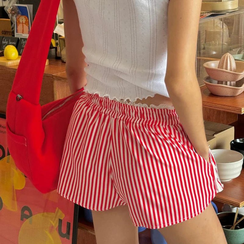 Pantalones Cortos Mujer Algodón Cintura Elástica Ajustable