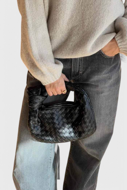 Bolso Satchel Mujer Cuero Vegano Tejido Compacto