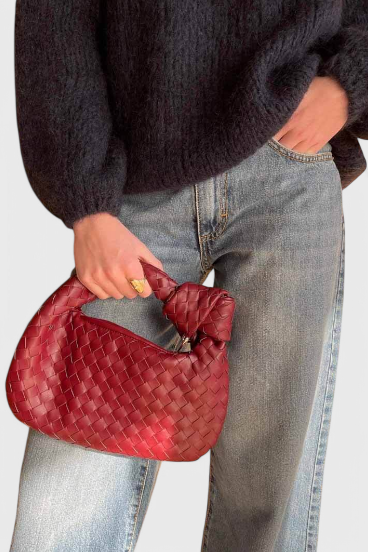 Bolso Satchel Mujer Cuero Vegano Tejido Compacto