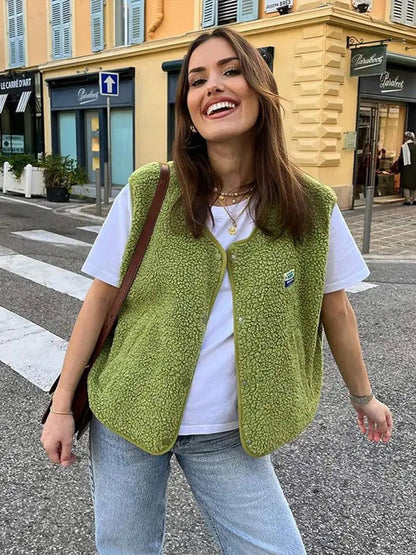 Chaleco Mujer de Punto Escote en V Sin Mangas