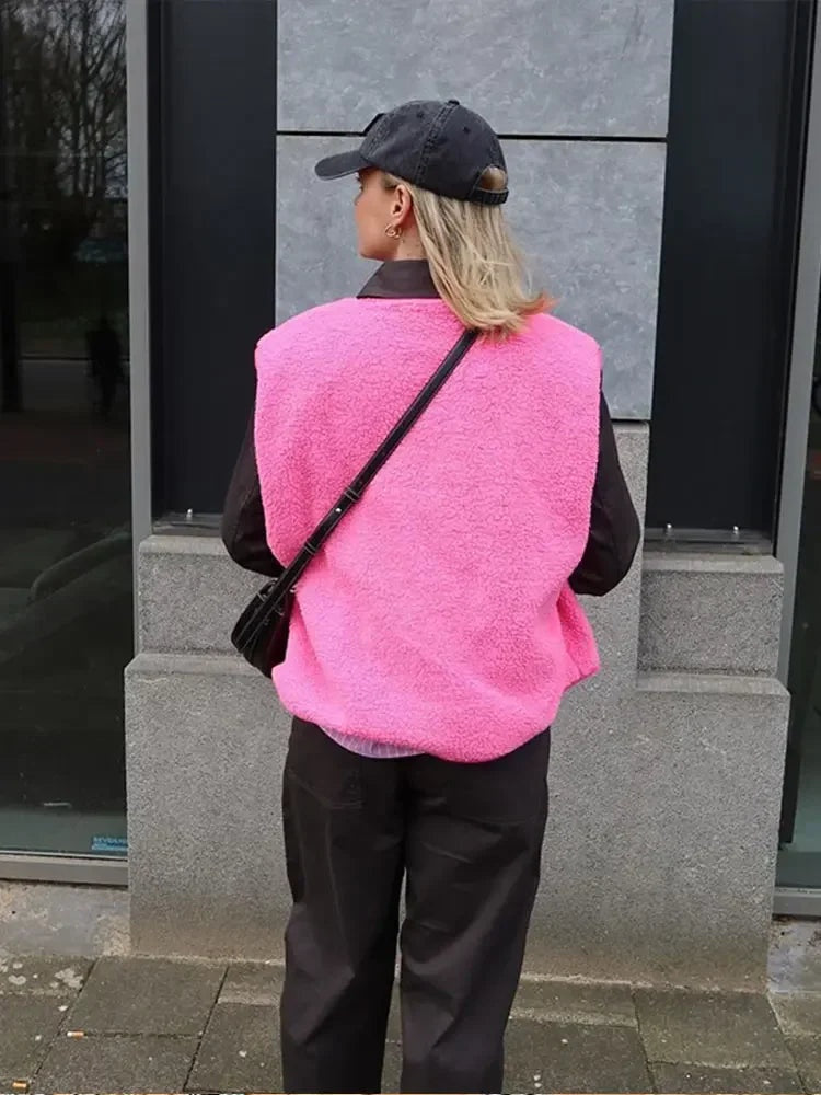 Chaleco Mujer de Punto Escote en V Sin Mangas