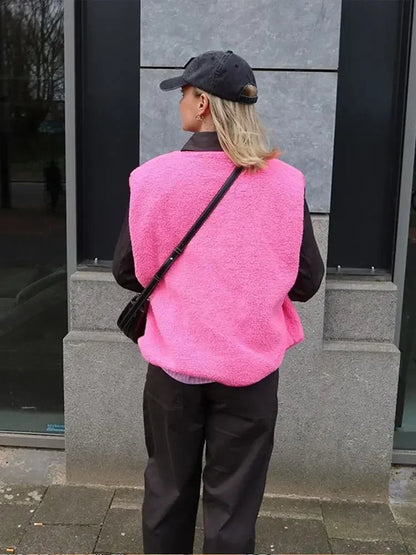 Chaleco Mujer de Punto Escote en V Sin Mangas