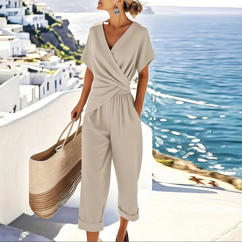 Mono Largo Mujer Casual Escote Cruzado Manga Corta - Mavetta