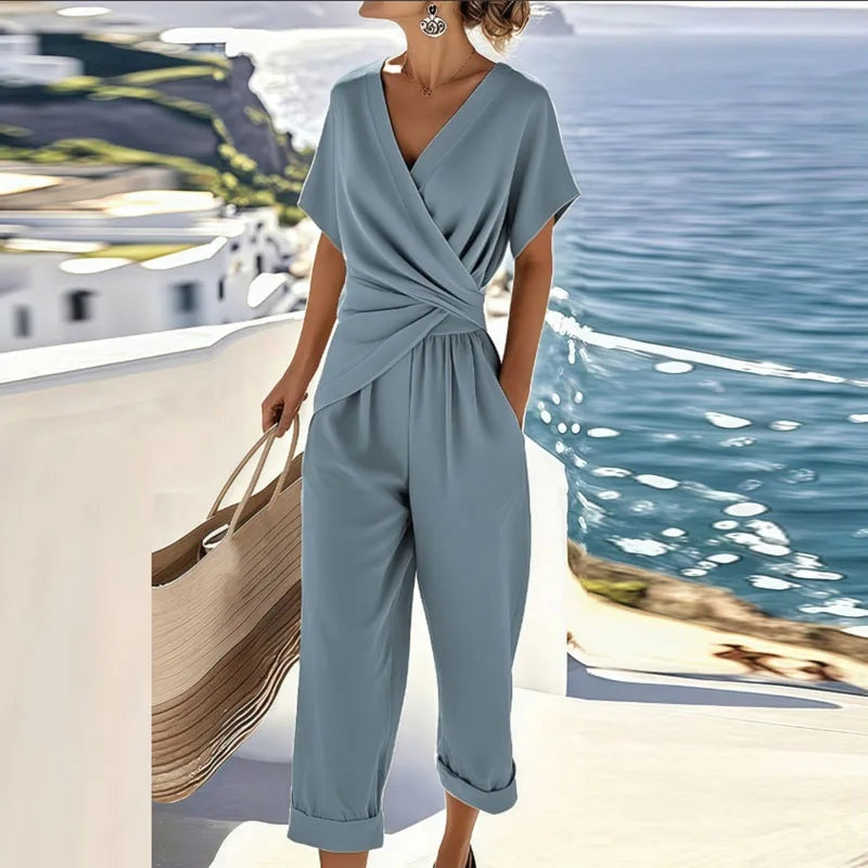 Mono Largo Mujer Casual Escote Cruzado Manga Corta