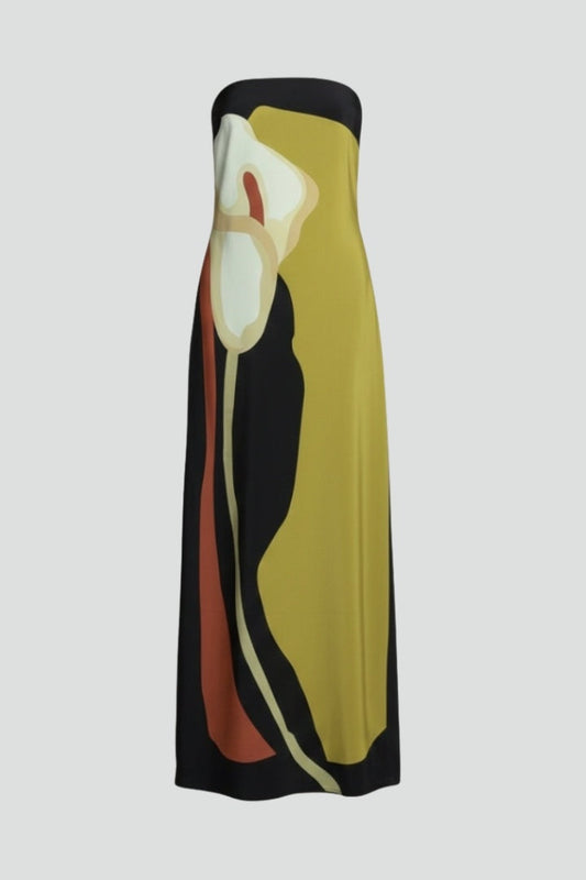 Vestido Largo Mujer Estampado Abstracto Sin Mangas - Mavetta