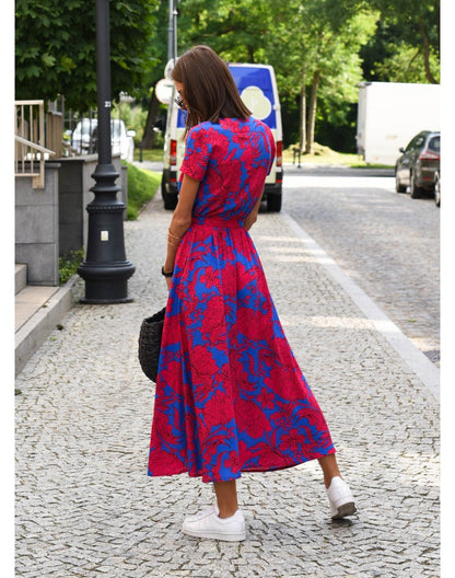 Vestido Midi Mujer Camisero Algodón Cinturón Ajustable