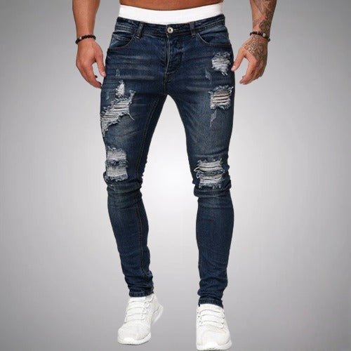Vaqueros Hombre Slim Fit Algodón Efecto Desgastado