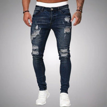 Vaqueros Hombre Slim Fit Algodón Efecto Desgastado