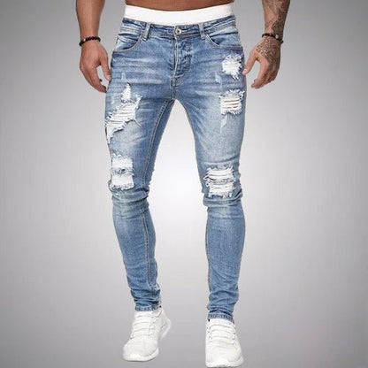 Vaqueros Hombre Slim Fit Algodón Efecto Desgastado