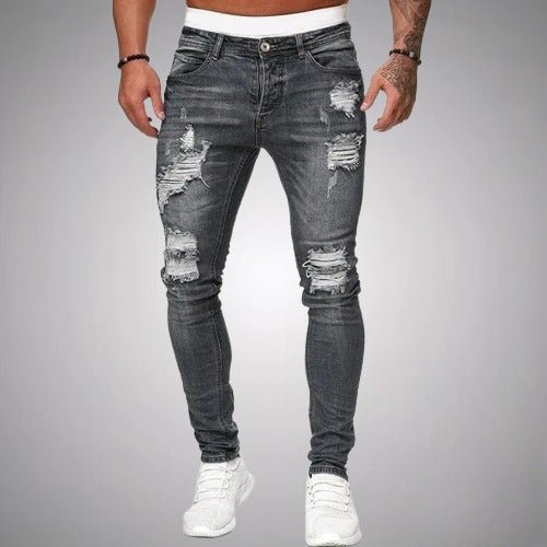 Vaqueros Hombre Slim Fit Algodón Efecto Desgastado