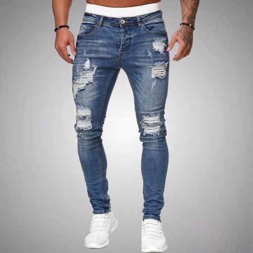Vaqueros Hombre Slim Fit Algodón Efecto Desgastado