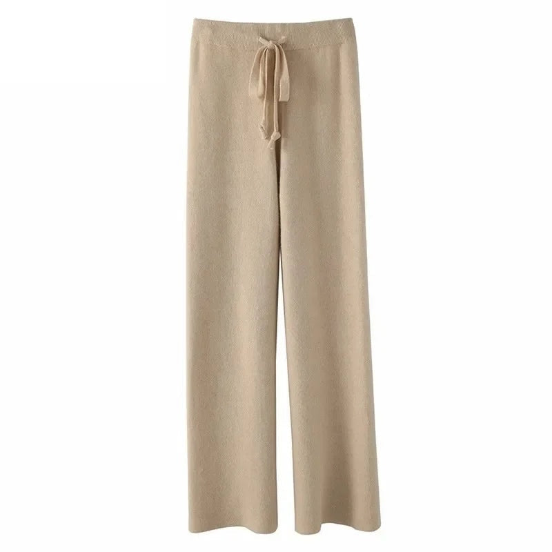 Pantalón Palazzo Mujer de Punto Cintura Elástica