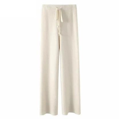 Pantalón Palazzo Mujer de Punto Cintura Elástica