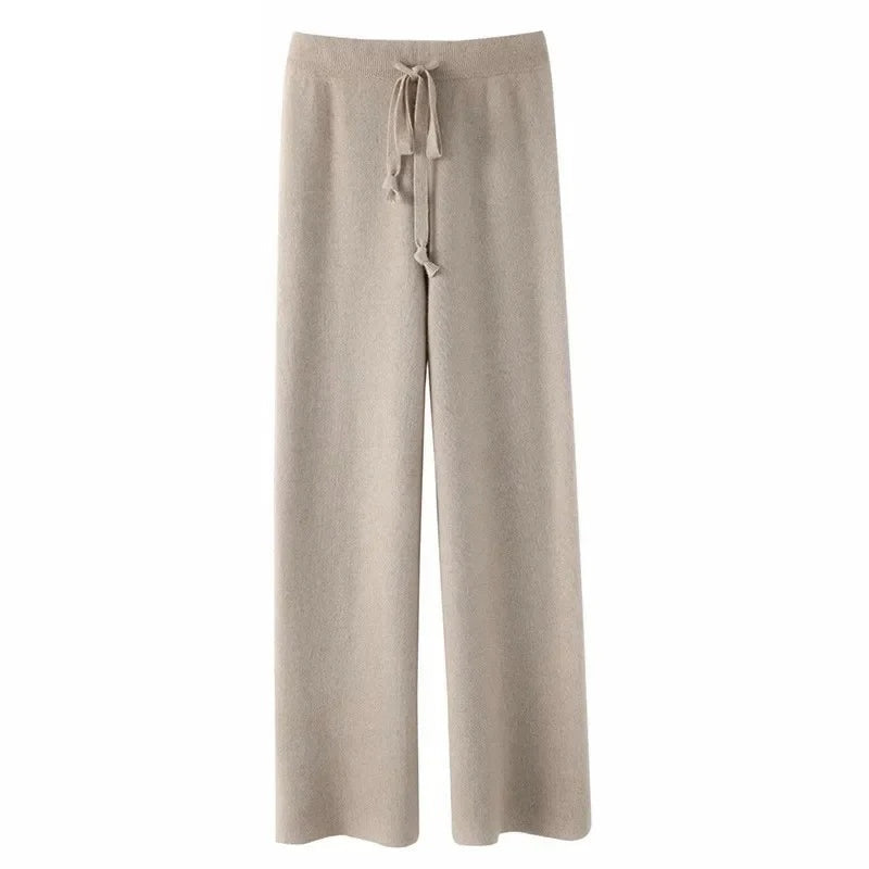 Pantalón Palazzo Mujer de Punto Cintura Elástica