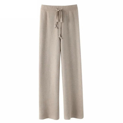 Pantalón Palazzo Mujer de Punto Cintura Elástica