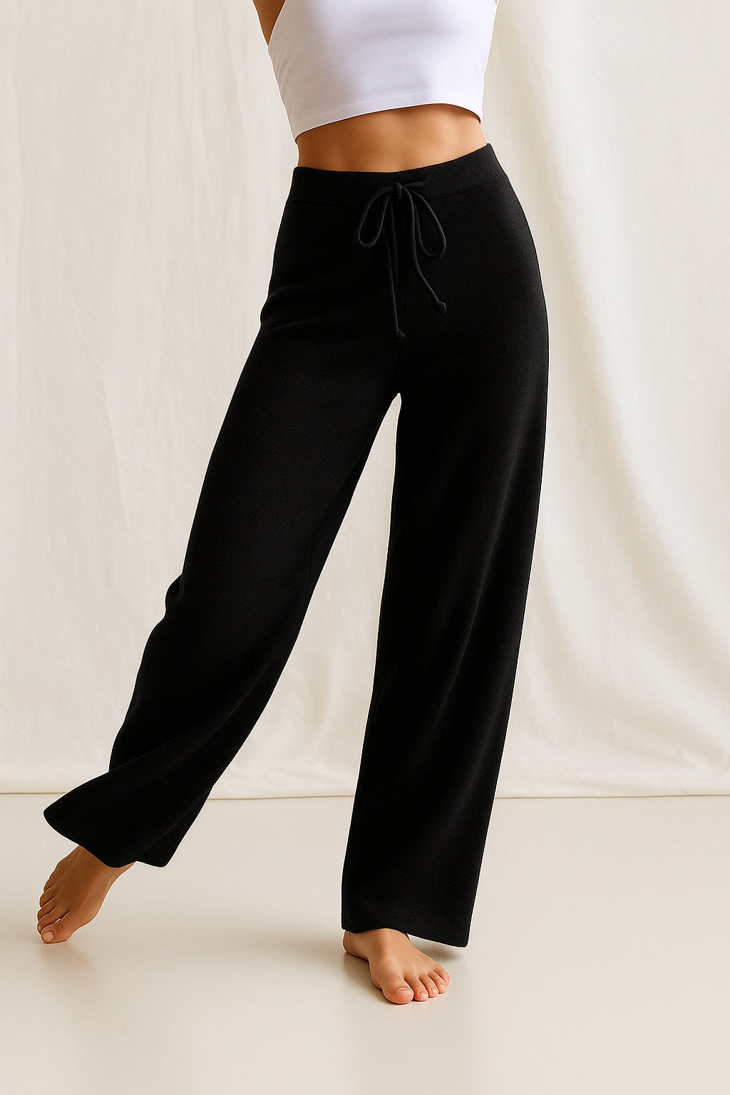 Pantalón Palazzo Mujer de Punto Cintura Elástica