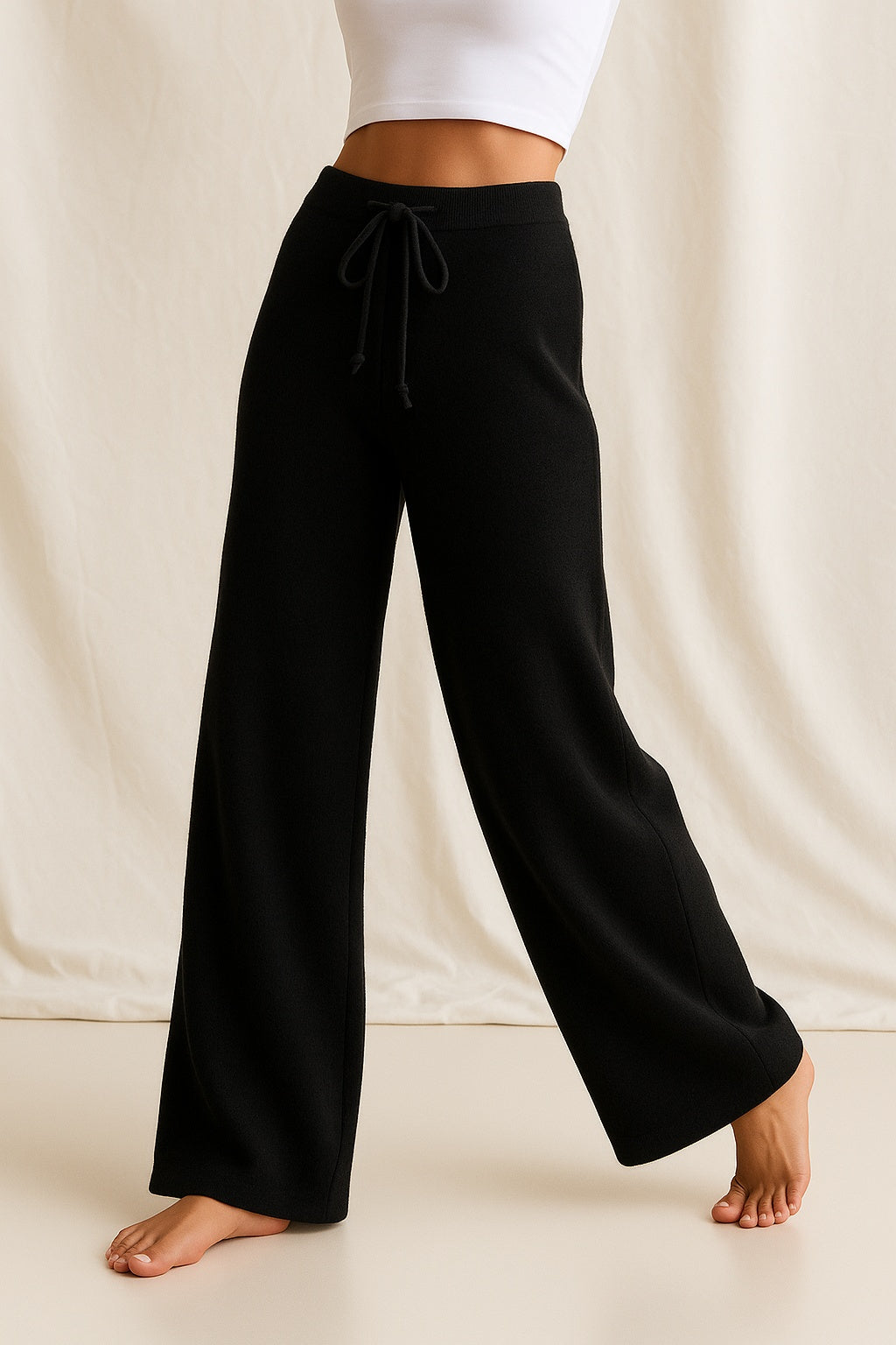 Pantalón Palazzo Mujer de Punto Cintura Elástica