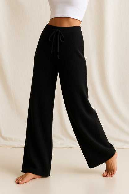 Pantalón Palazzo Mujer de Punto Cintura Elástica