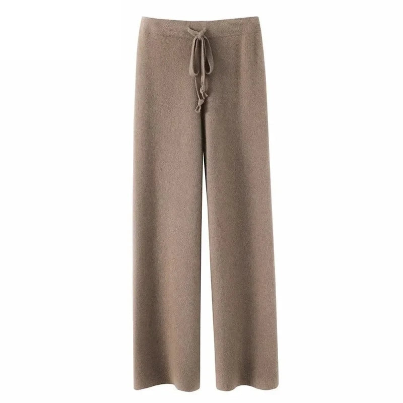 Pantalón Palazzo Mujer de Punto Cintura Elástica