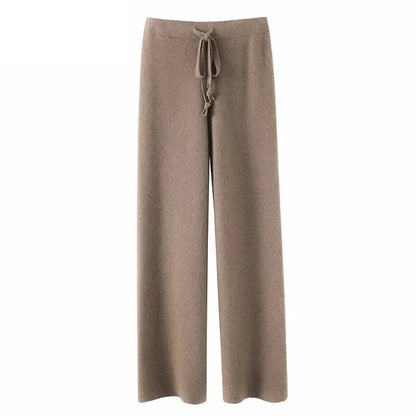 Pantalón Palazzo Mujer de Punto Cintura Elástica