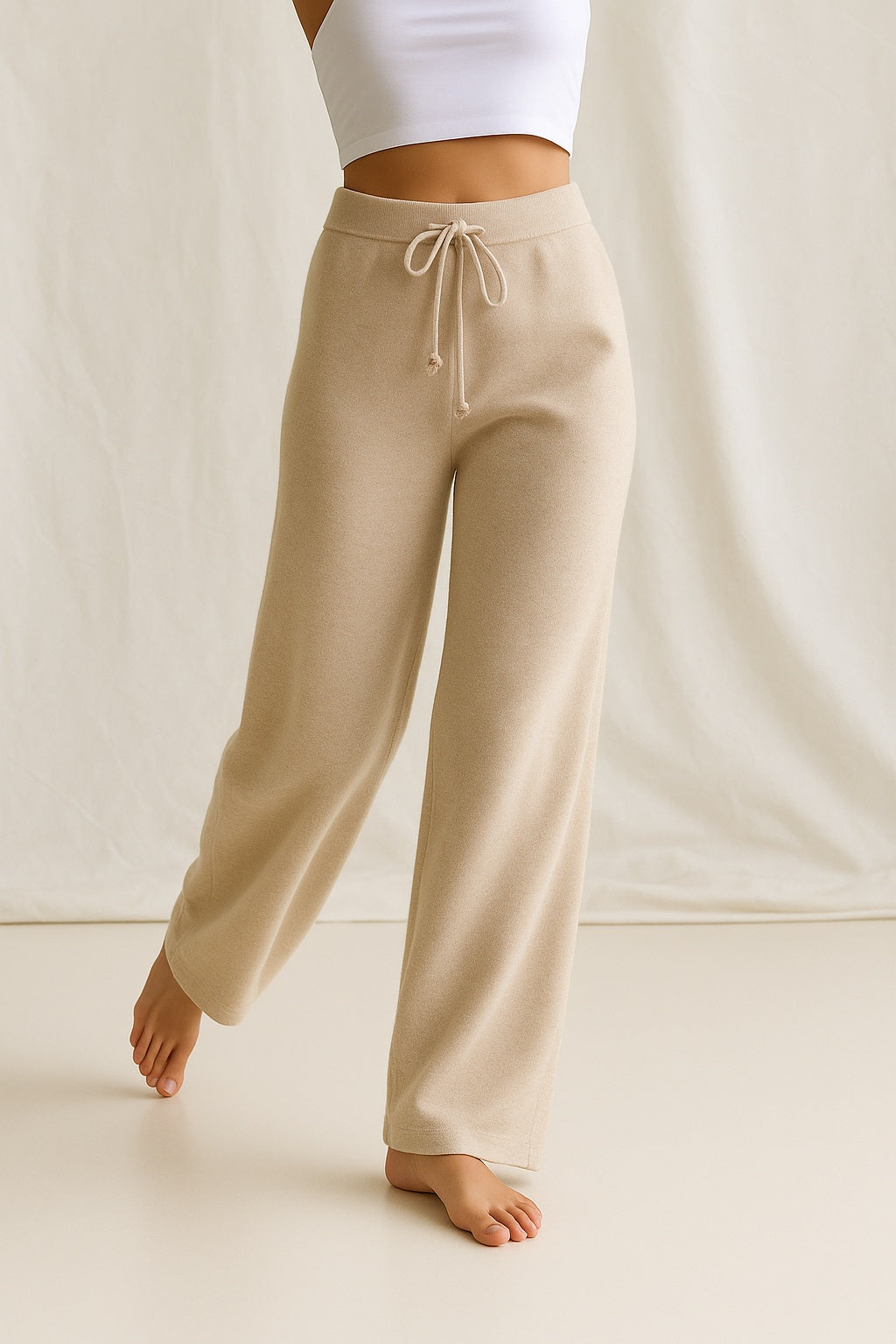 Pantalón Palazzo Mujer de Punto Cintura Elástica