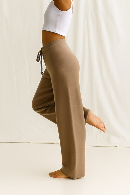 Pantalón Palazzo Mujer de Punto Cintura Elástica